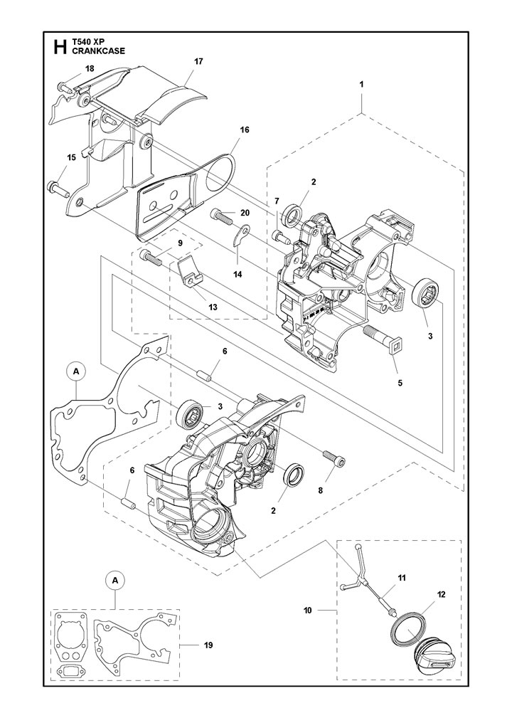 Husqvarna T540 XP Crankcase Parts Honey Brothers Ltd