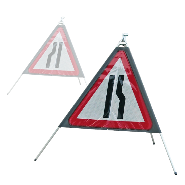 Quazar 600mm Road Narrows Sign Roll Up / Flexible