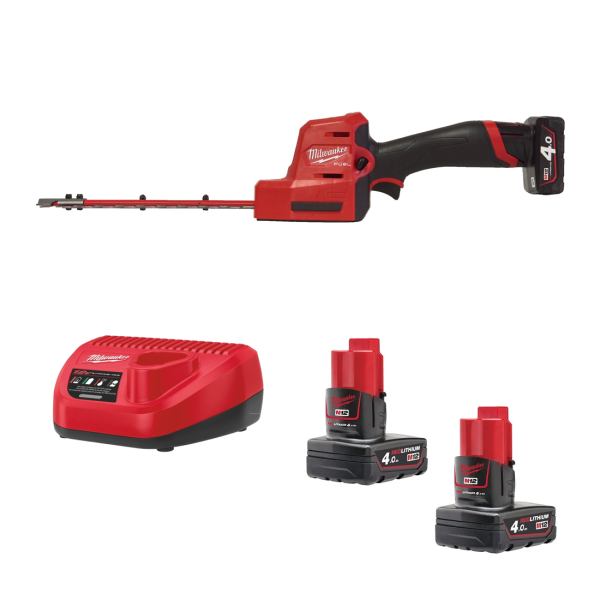 Milwaukee M12FHT20-402 20cm/8" M12 FUEL  Battery Hedge Trimmer Kit (2 x 4.0Ah Batteries, Charger)