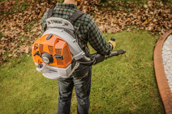 BR 350 Backpack Blower in use