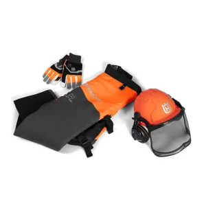 Husqvarna PPE Kit: Classic Helmet, Functional Chaps, Gloves Size 10