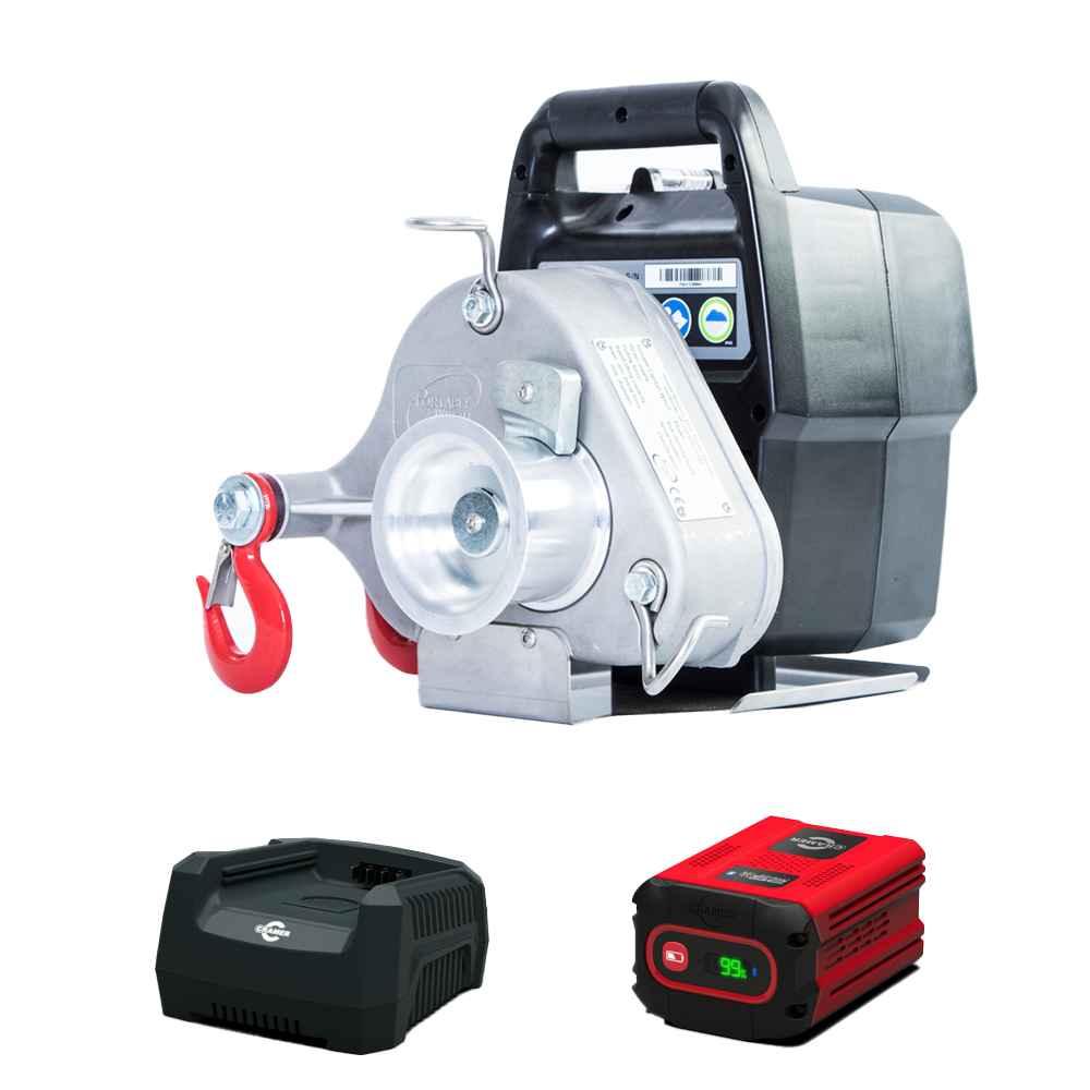 PW-PCW3000-LI-K Portable Winch Petrol Winch Kit - 1000kg Pull Force with Battery & Charger
