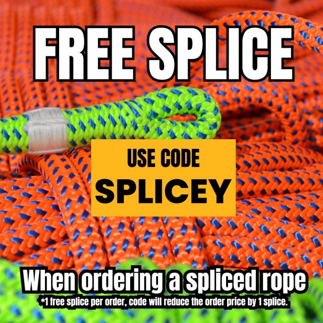 FREE SPLICE! 🤯

Grab a free splice on your favourite ropes. 😍

Just add it to your basket and use the code SPLICEY 😎

#honeybros #arborist #arblife #treecare #splicedrope #climbingrope #riggingrope #freesplice