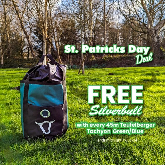 Celebrate St. Patrick's Day with a special offer! 🍀

With every 45M of @teufelbergertreecare Tachyon Green/Blue Rope bought, get a FREE Green Silverbull bag!

Available in-store and online at our link in bio. 

#HoneyBros #HoneyBrothers #StPatricksDay