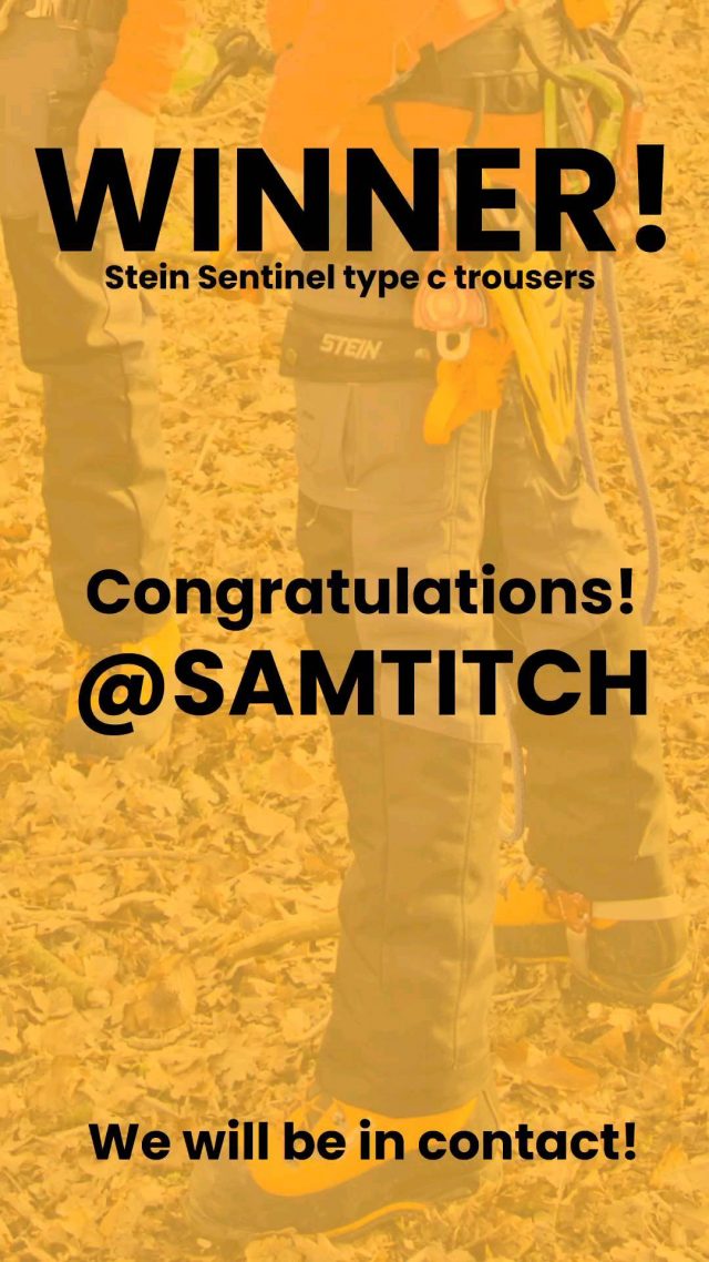 Congratulations @samtitch you have won the @steinworldwide Sentinel trousers 🎉

We will contact you but will never ask to click links or give bank details.

#honeybros #arblife #steinworldwide #chainsaw #arborist #forestry #treework