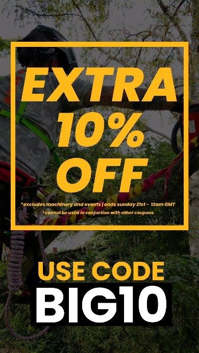 Save some cash! 
 
10% off the website this weekend! 

Use the code BIG10 

Excludes machinery and events, cannot be used with other coupons.

#honeybros #arborist #treecare #treelife #arblife #climber #petzl #notch #dmm
