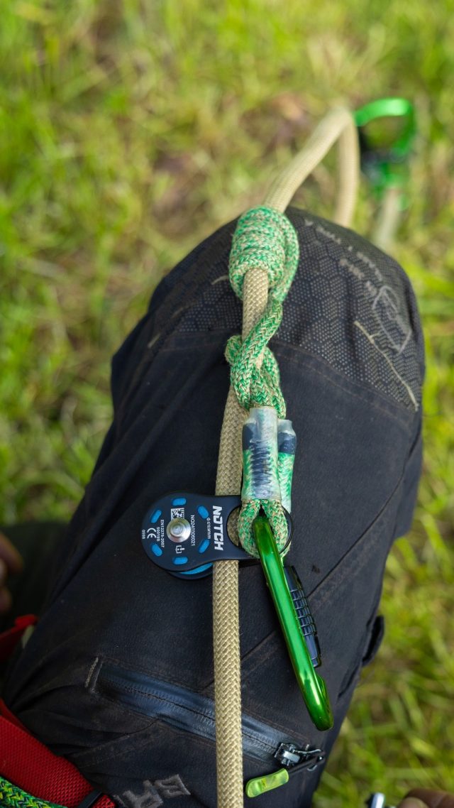 Full vid... setting up the NEW Notch Micro Pulley on your lanyard with a Catalyst knot. #honeybros #notchequipment #arborist #knots #treeclimber